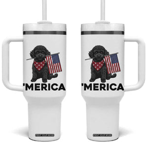 Merica Poodle Dog Lover Gift Tumbler With Handle Patriotic 4th Of July