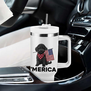 Merica Poodle Dog Lover Gift Tumbler With Handle Patriotic 4th Of July
