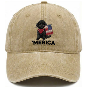 Merica Poodle Dog Lover Gift Washed Cotton Baseball Cap Patriotic 4th Of July TS12 Print Your Wear