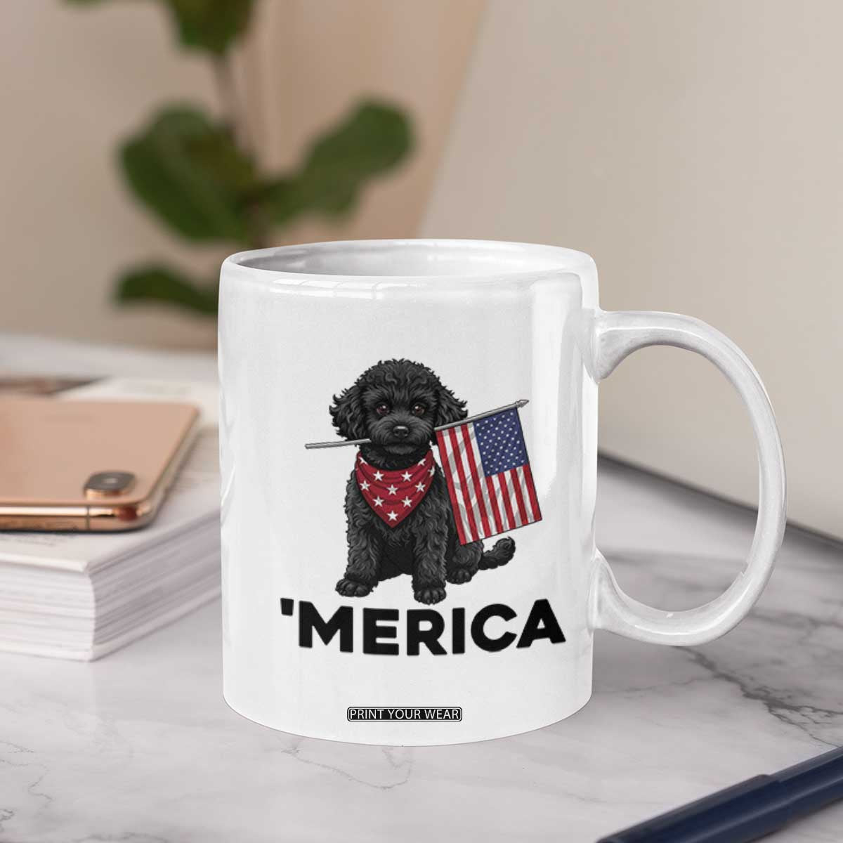 Merica Poodle Dog Lover Gift Coffee Mug Patriotic 4th Of July