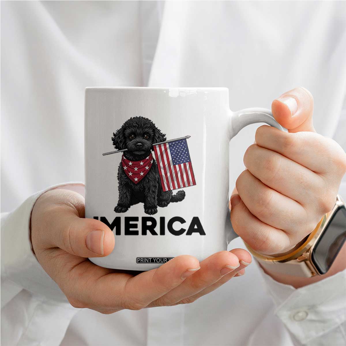 Merica Poodle Dog Lover Gift Coffee Mug Patriotic 4th Of July