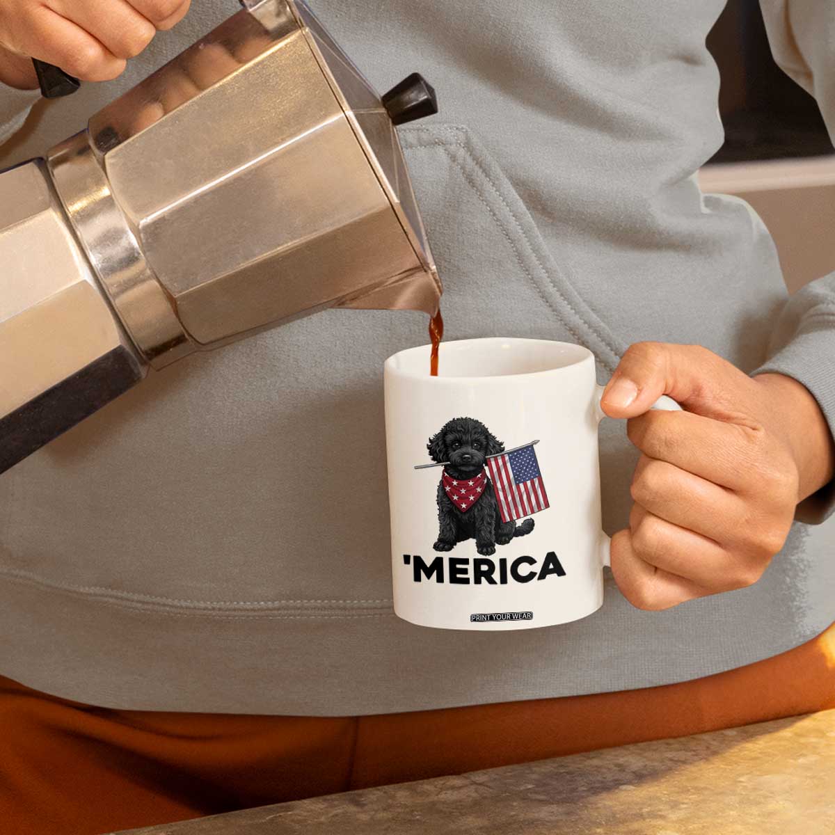 Merica Poodle Dog Lover Gift Coffee Mug Patriotic 4th Of July
