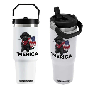 Merica Poodle Dog Lover Gift Flip Straw Tumbler Patriotic 4th Of July