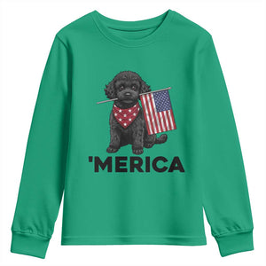 Merica Poodle Dog Lover Gift Youth Sweatshirt Patriotic 4th Of July