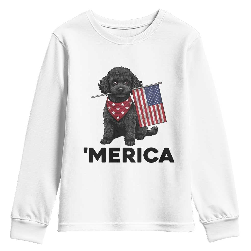 Merica Poodle Dog Lover Gift Youth Sweatshirt Patriotic 4th Of July TS12 White Print Your Wear