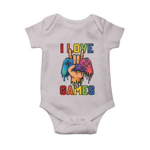 I Love Games Colorful Gamer Controller Gift Baby Onesie TS12 Ice Gray Print Your Wear