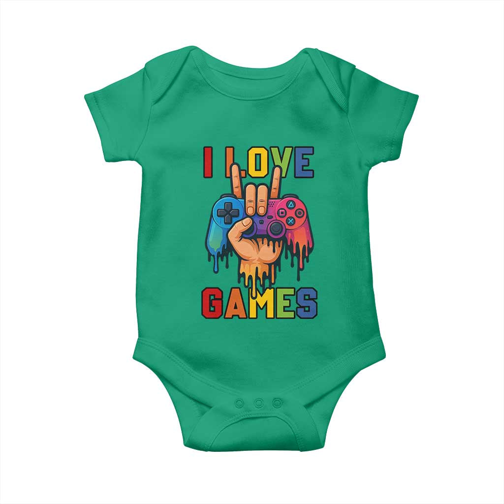 I Love Games Colorful Gamer Controller Gift Baby Onesie TS12 Irish Green Print Your Wear