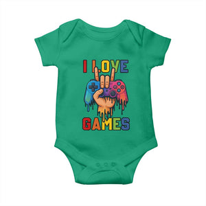 I Love Games Colorful Gamer Controller Gift Baby Onesie TS12 Irish Green Print Your Wear