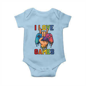 I Love Games Colorful Gamer Controller Gift Baby Onesie TS12 Light Blue Print Your Wear