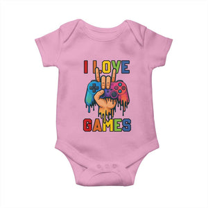 I Love Games Colorful Gamer Controller Gift Baby Onesie TS12 Light Pink Print Your Wear