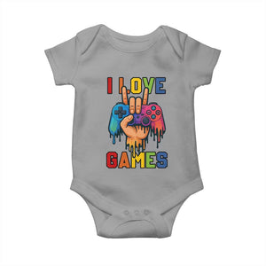 I Love Games Colorful Gamer Controller Gift Baby Onesie TS12 Sport Gray Print Your Wear