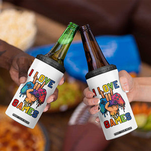 I Love Games Colorful Gamer Controller Gift 4 in 1 Can Cooler Tumbler TS12 Print Your Wear