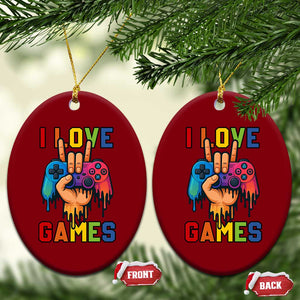 I Love Games Colorful Gamer Controller Gift Ceramic Ornament TS12 Print Your Wear
