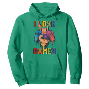 I Love Games Colorful Gamer Controller Gift Hoodie TS12 Irish Green Print Your Wear