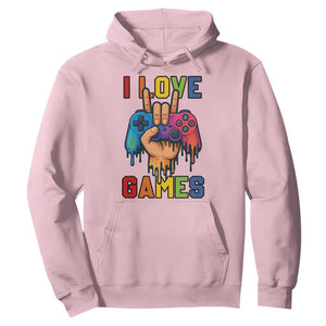 I Love Games Colorful Gamer Controller Gift Hoodie TS12 Light Pink Print Your Wear