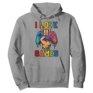 I Love Games Colorful Gamer Controller Gift Hoodie TS12 Sport Gray Print Your Wear