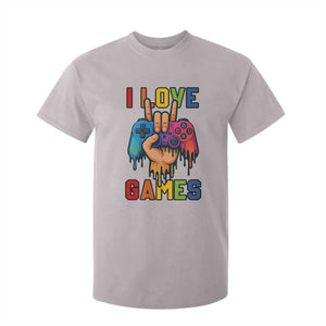 I Love Games Colorful Gamer Controller Gift T Shirt For Kid TS12 Ice Gray Print Your Wear