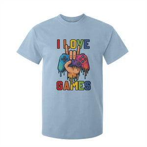 I Love Games Colorful Gamer Controller Gift T Shirt For Kid TS12 Light Blue Print Your Wear