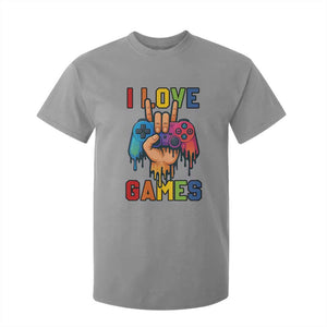 I Love Games Colorful Gamer Controller Gift T Shirt For Kid TS12 Sport Gray Print Your Wear