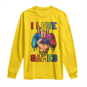 I Love Games Colorful Gamer Controller Gift Long Sleeve Shirt TS12 Daisy Print Your Wear
