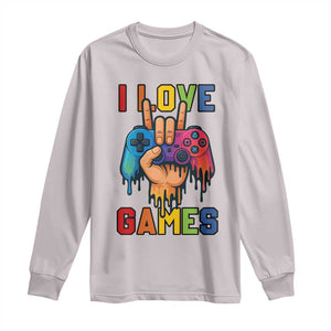 I Love Games Colorful Gamer Controller Gift Long Sleeve Shirt TS12 Ice Gray Print Your Wear