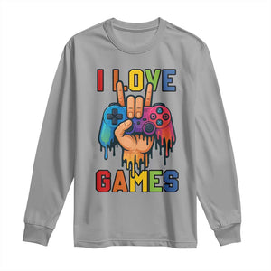 I Love Games Colorful Gamer Controller Gift Long Sleeve Shirt TS12 Sport Gray Print Your Wear