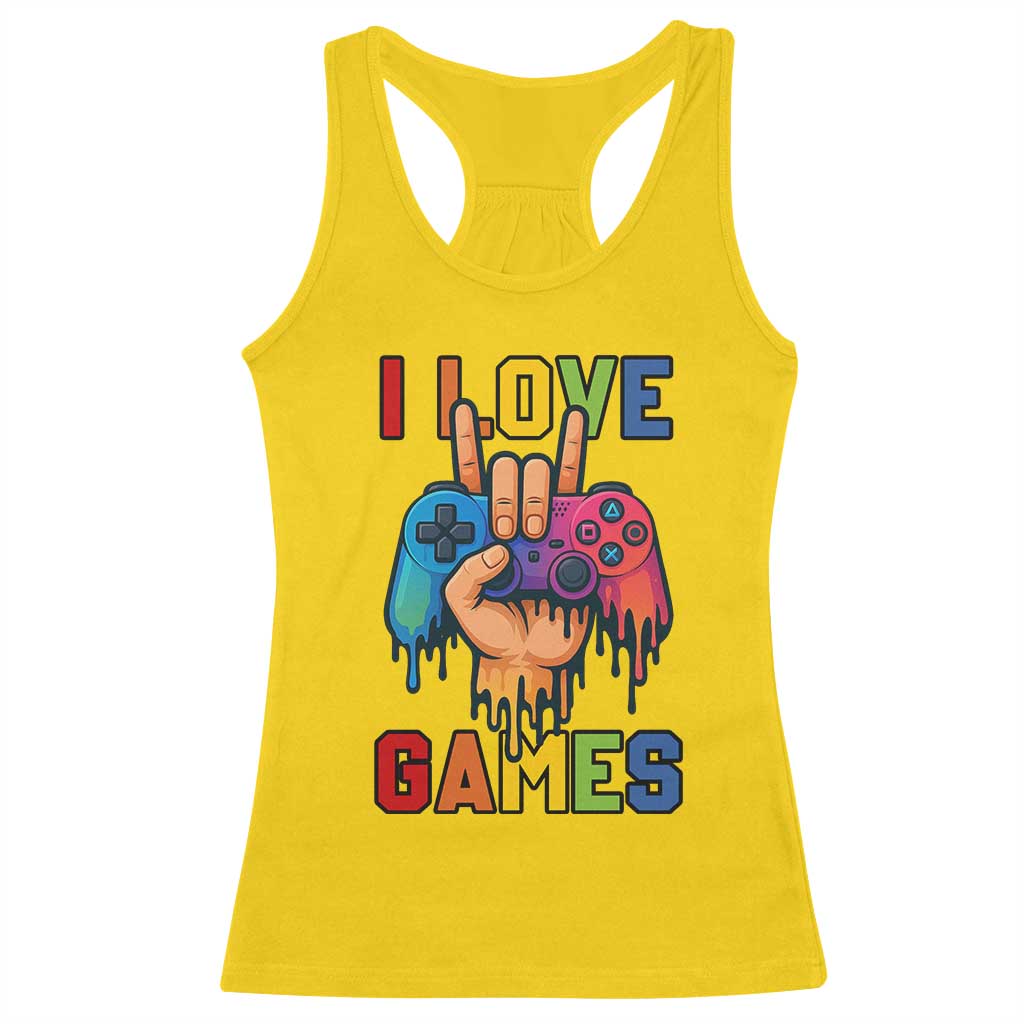 I Love Games Colorful Gamer Controller Gift Racerback Tank Top TS12 Daisy Print Your Wear