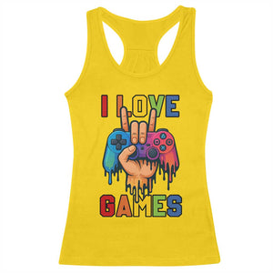 I Love Games Colorful Gamer Controller Gift Racerback Tank Top TS12 Daisy Print Your Wear