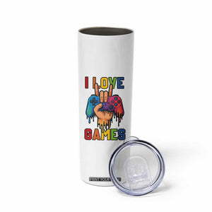 I Love Games Colorful Gamer Controller Gift Skinny Tumbler TS12 Print Your Wear