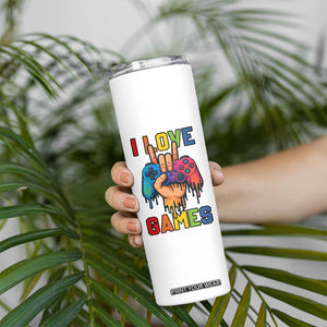 I Love Games Colorful Gamer Controller Gift Skinny Tumbler TS12 Print Your Wear