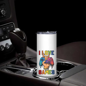 I Love Games Colorful Gamer Controller Gift Skinny Tumbler TS12 Print Your Wear