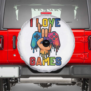 I Love Games Colorful Gamer Controller Gift Spare Tire Cover TS12 White Print Your Wear