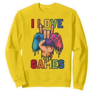 I Love Games Colorful Gamer Controller Gift Sweatshirt TS12 Daisy Print Your Wear