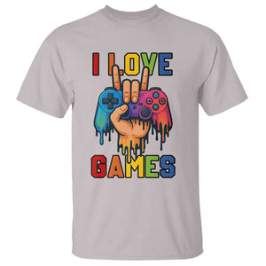 I Love Games Colorful Gamer Controller Gift T Shirt TS12 Ice Gray Print Your Wear