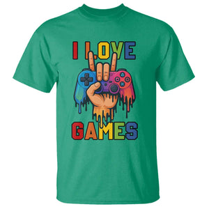 I Love Games Colorful Gamer Controller Gift T Shirt TS12 Irish Green Print Your Wear