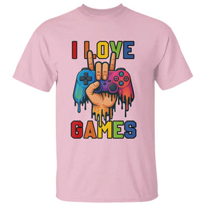 I Love Games Colorful Gamer Controller Gift T Shirt TS12 Light Pink Print Your Wear