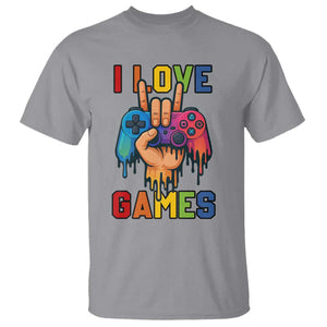 I Love Games Colorful Gamer Controller Gift T Shirt TS12 Sport Gray Print Your Wear
