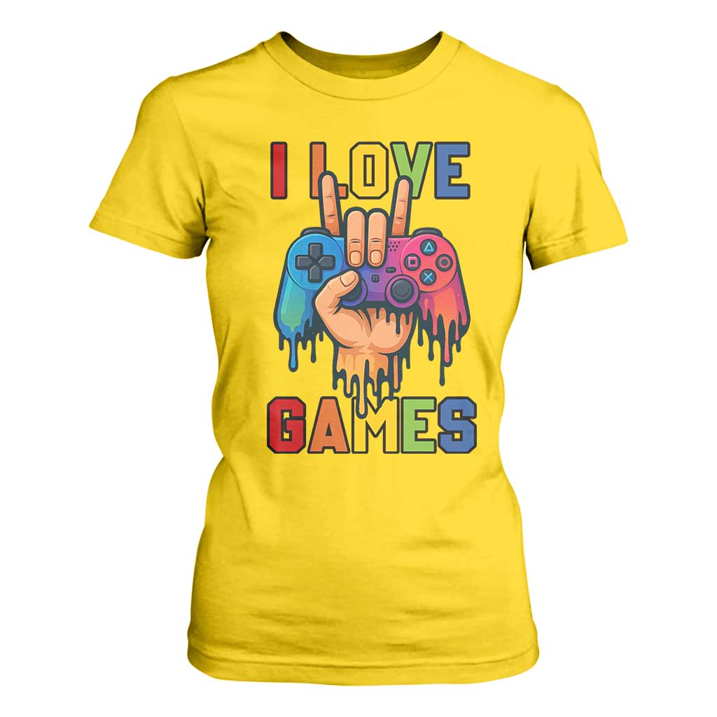 I Love Games Colorful Gamer Controller Gift T Shirt For Women TS12 Daisy Print Your Wear