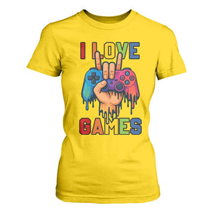 I Love Games Colorful Gamer Controller Gift T Shirt For Women TS12 Daisy Print Your Wear
