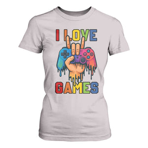 I Love Games Colorful Gamer Controller Gift T Shirt For Women TS12 Ice Gray Print Your Wear