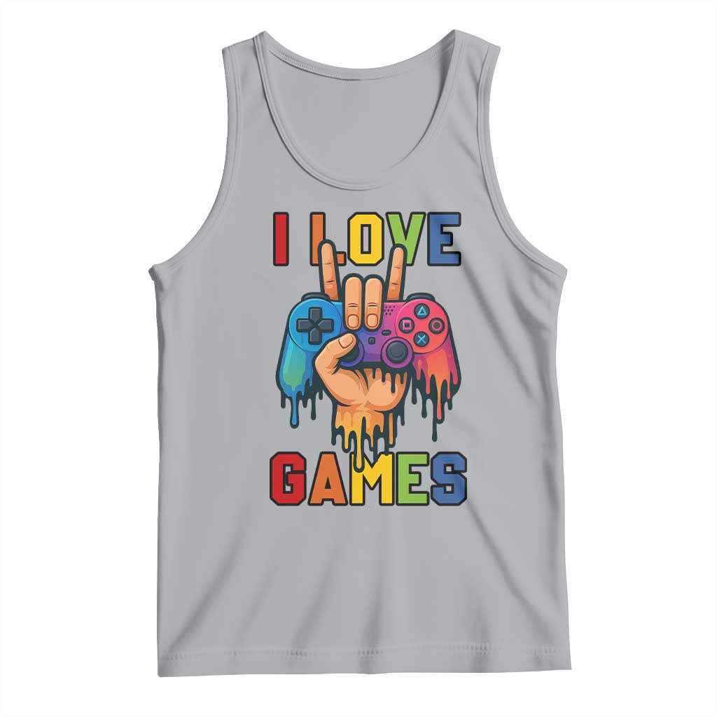 I Love Games Colorful Gamer Controller Gift Tank Top TS12 Athletic Heather Print Your Wear