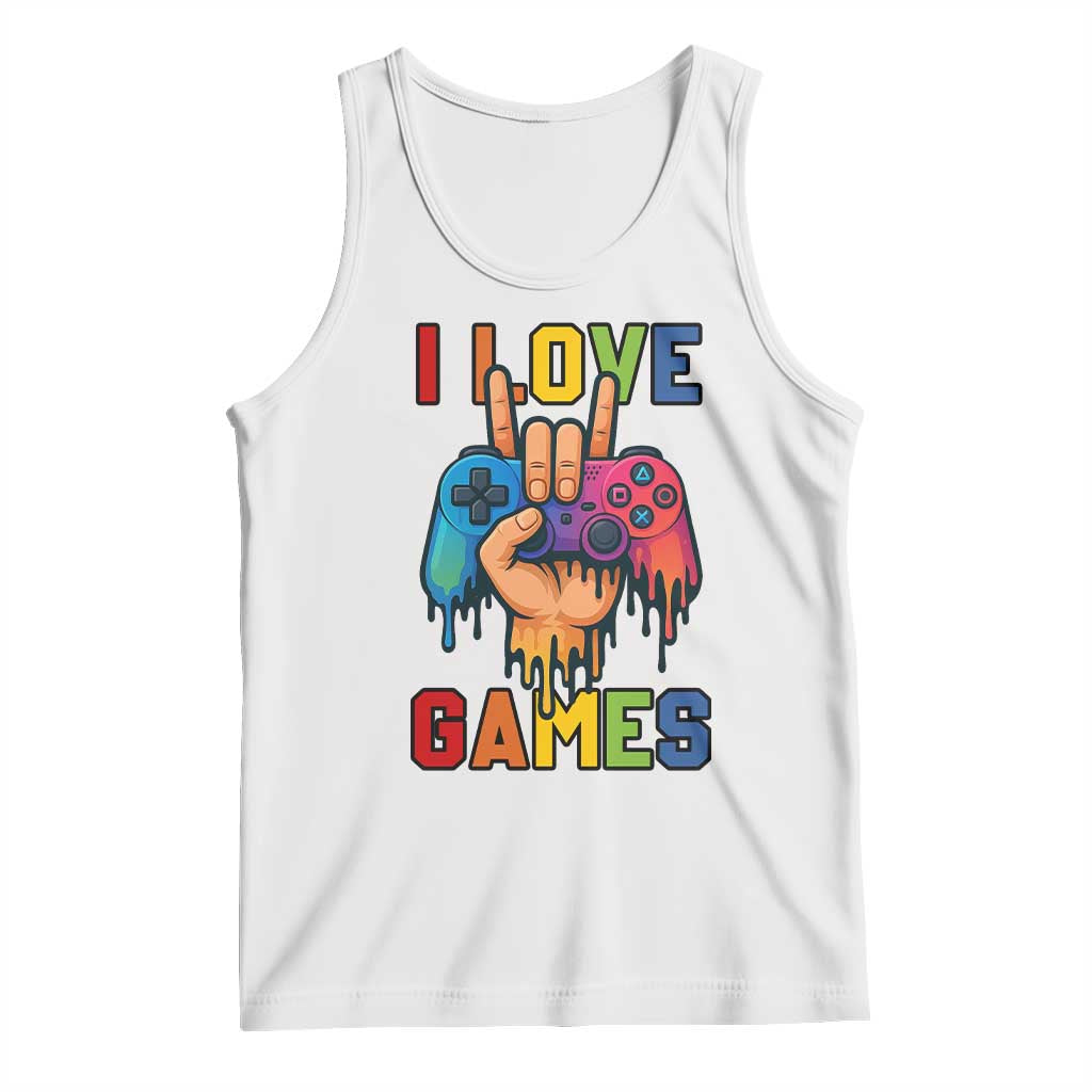 I Love Games Colorful Gamer Controller Gift Tank Top TS12 White Print Your Wear
