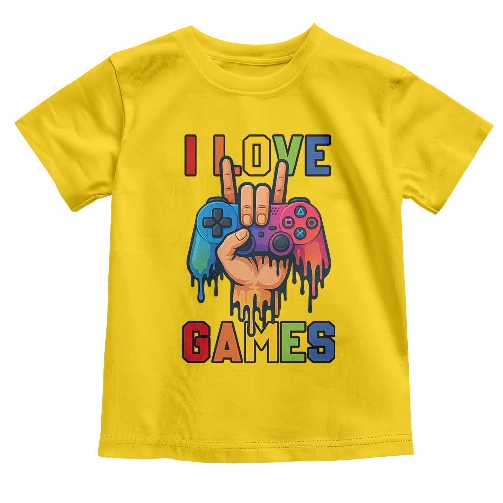 I Love Games Colorful Gamer Controller Gift Toddler T Shirt TS12 Daisy Print Your Wear