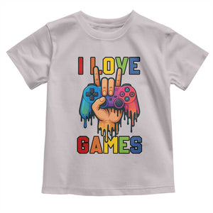 I Love Games Colorful Gamer Controller Gift Toddler T Shirt TS12 Ice Gray Print Your Wear