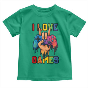 I Love Games Colorful Gamer Controller Gift Toddler T Shirt TS12 Irish Green Print Your Wear