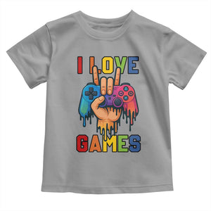 I Love Games Colorful Gamer Controller Gift Toddler T Shirt TS12 Sport Gray Print Your Wear