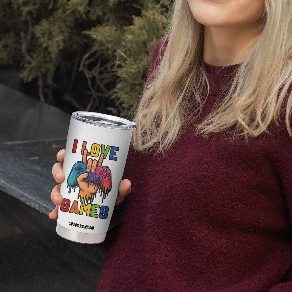 I Love Games Colorful Gamer Controller Gift Tumbler Cup TS12 Print Your Wear