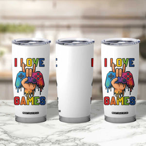 I Love Games Colorful Gamer Controller Gift Tumbler Cup TS12 Print Your Wear