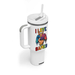 I Love Games Colorful Gamer Controller Gift Tumbler With Handle TS12 Print Your Wear