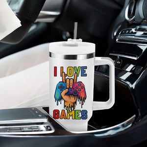 I Love Games Colorful Gamer Controller Gift Tumbler With Handle TS12 Print Your Wear